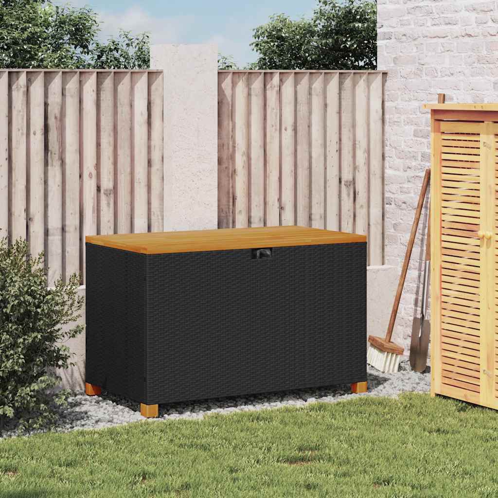 8721012308213_g_en_hd_1 vidaXL Garden Storage Box Black 110x55x63 cm Poly Rattan Acacia Wood - Image 3