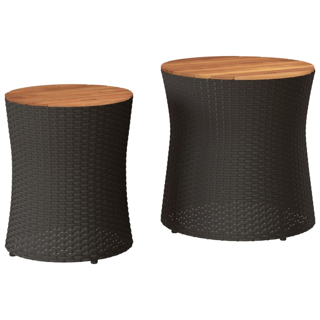 8721012308244_a_en_hd_1 vidaXL Garden Side Tables 2 pcs with Wooden Top Black Poly Rattan - Image 2