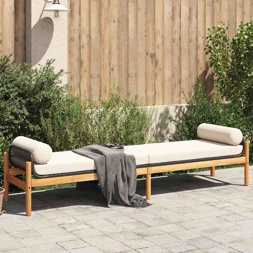8721012308350_m_en_hd_1 vidaXL Garden Bench with Cushion Black Poly Rattan Acacia - Image 1