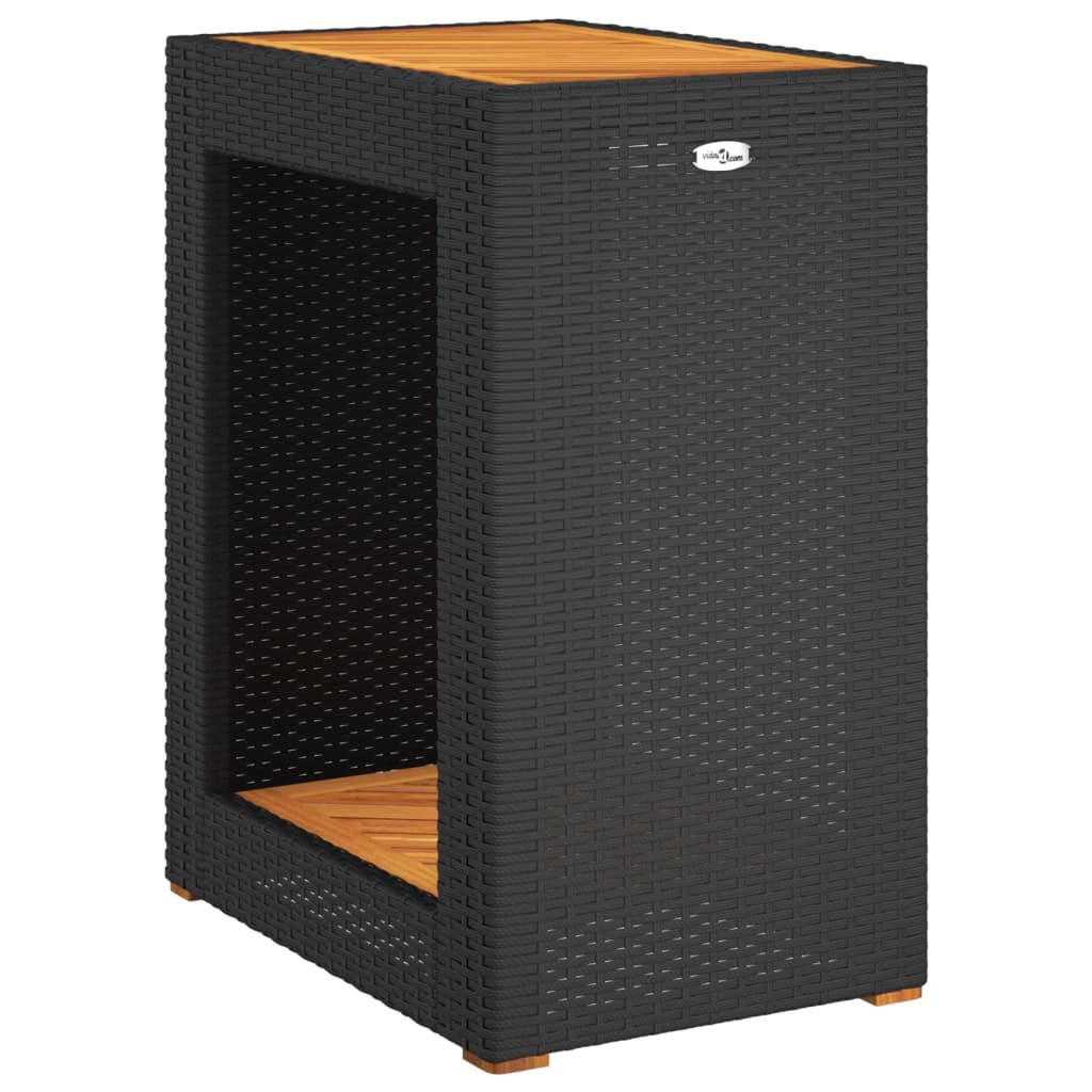 8721012308398_g_en_hd_5 vidaXL Garden Side Table with Wooden Top Black 60x40x75 cm Poly Rattan - Image 7