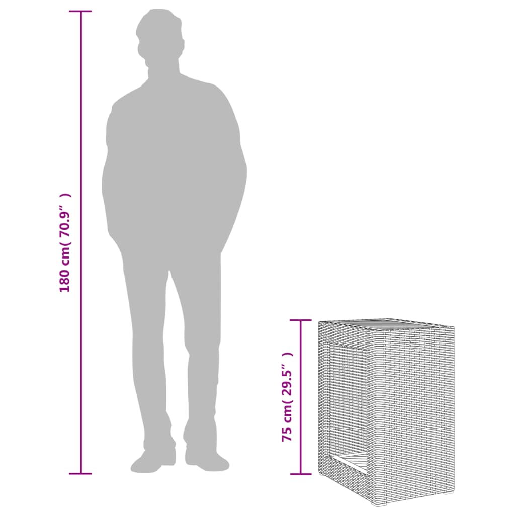 8721012308398_g_en_hd_8 vidaXL Garden Side Table with Wooden Top Black 60x40x75 cm Poly Rattan - Image 10