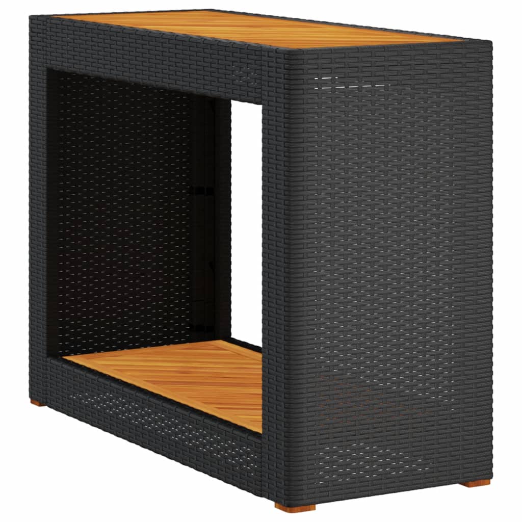 8721012308428_a_en_hd_1 vidaXL Garden Side Table with Wooden Top Black 100x40x75 cm Poly Rattan - Image 2