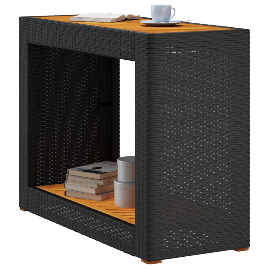 8721012308428_g_en_hd_2 vidaXL Garden Side Table with Wooden Top Black 100x40x75 cm Poly Rattan - Image 4