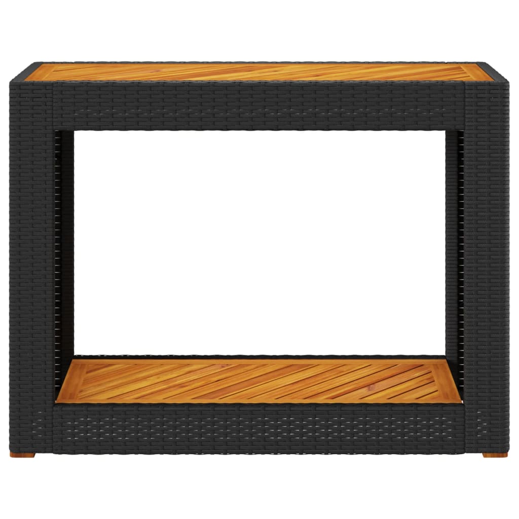 8721012308428_g_en_hd_4 vidaXL Garden Side Table with Wooden Top Black 100x40x75 cm Poly Rattan - Image 6
