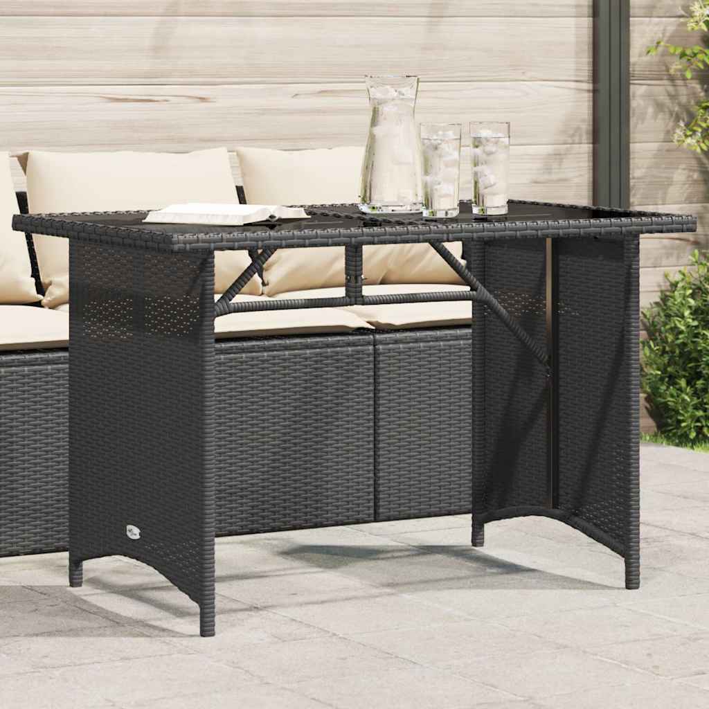8721012308862_m_en_hd_1 vidaXL Garden Table with Glass Top Black 110x68x70 cm Poly Rattan - Image 1