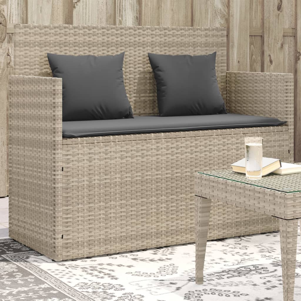 8721012309586_m_en_hd_1 vidaXL Garden Bench with Cushions Light Grey Poly Rattan - Image 1