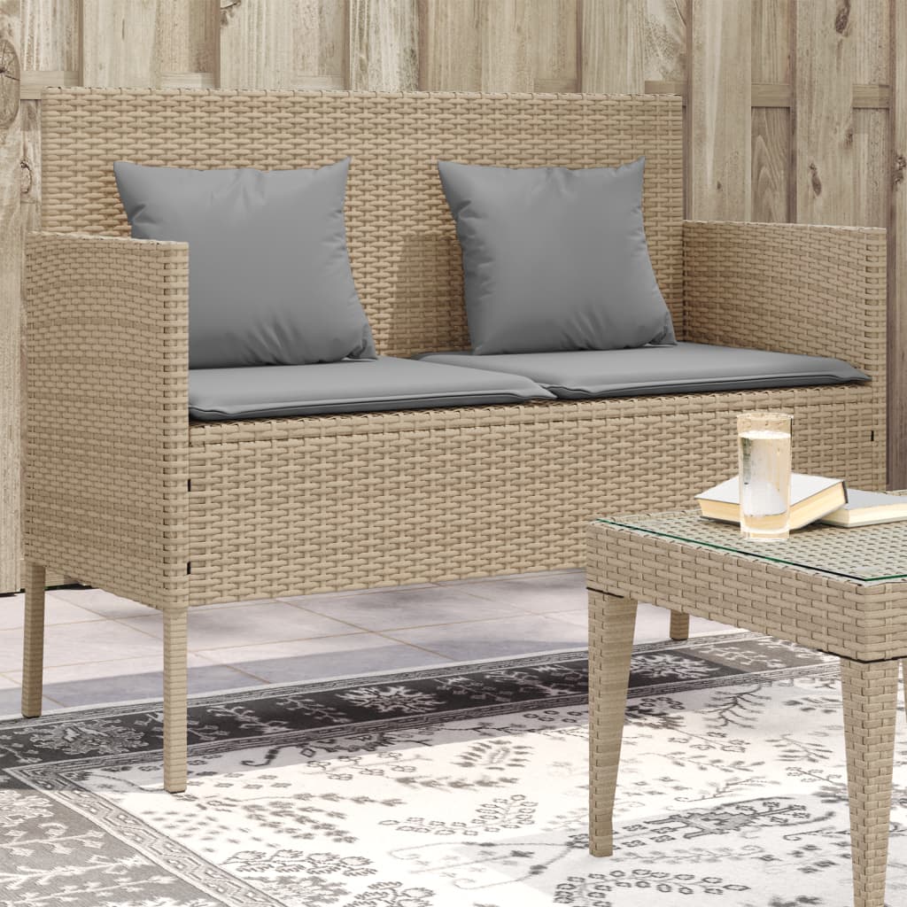 8721012309678_m_en_hd_1 vidaXL Garden Bench with Cushions Beige Poly Rattan - Image 1