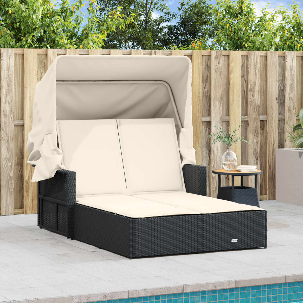 8721012309784_g_en_hd_1 vidaXL Double Sun Lounger with Canopy and Cushions Black Poly Rattan - Image 3