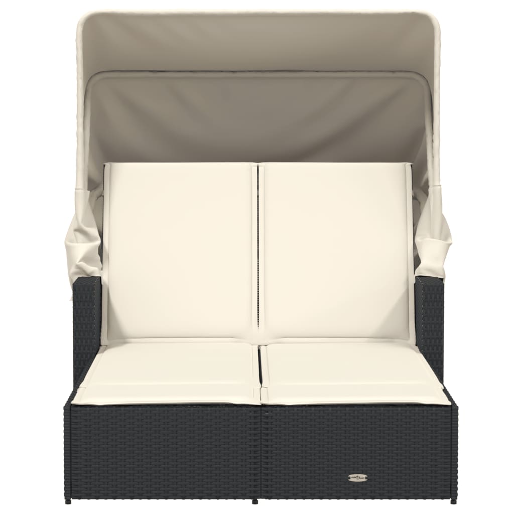 8721012309784_g_en_hd_2 vidaXL Double Sun Lounger with Canopy and Cushions Black Poly Rattan - Image 4