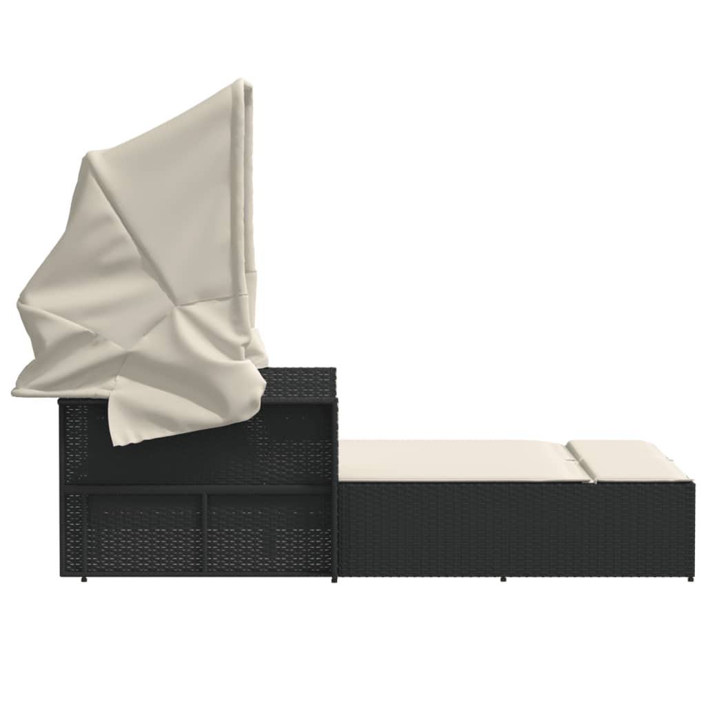 8721012309784_g_en_hd_3 vidaXL Double Sun Lounger with Canopy and Cushions Black Poly Rattan - Image 5
