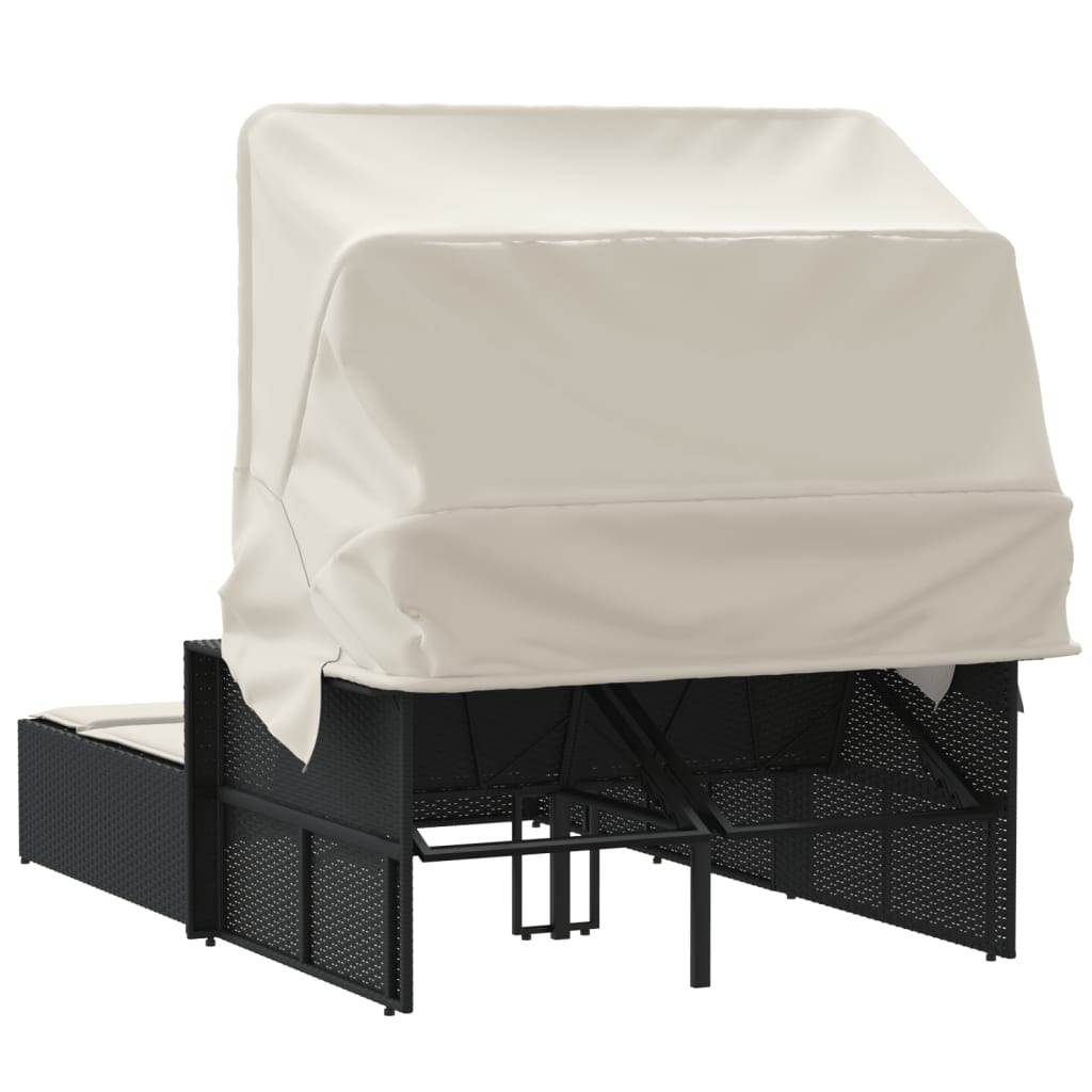 8721012309784_g_en_hd_4 vidaXL Double Sun Lounger with Canopy and Cushions Black Poly Rattan - Image 6
