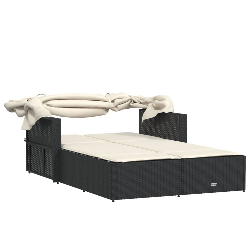 8721012309784_g_en_hd_5 vidaXL Double Sun Lounger with Canopy and Cushions Black Poly Rattan - Image 7