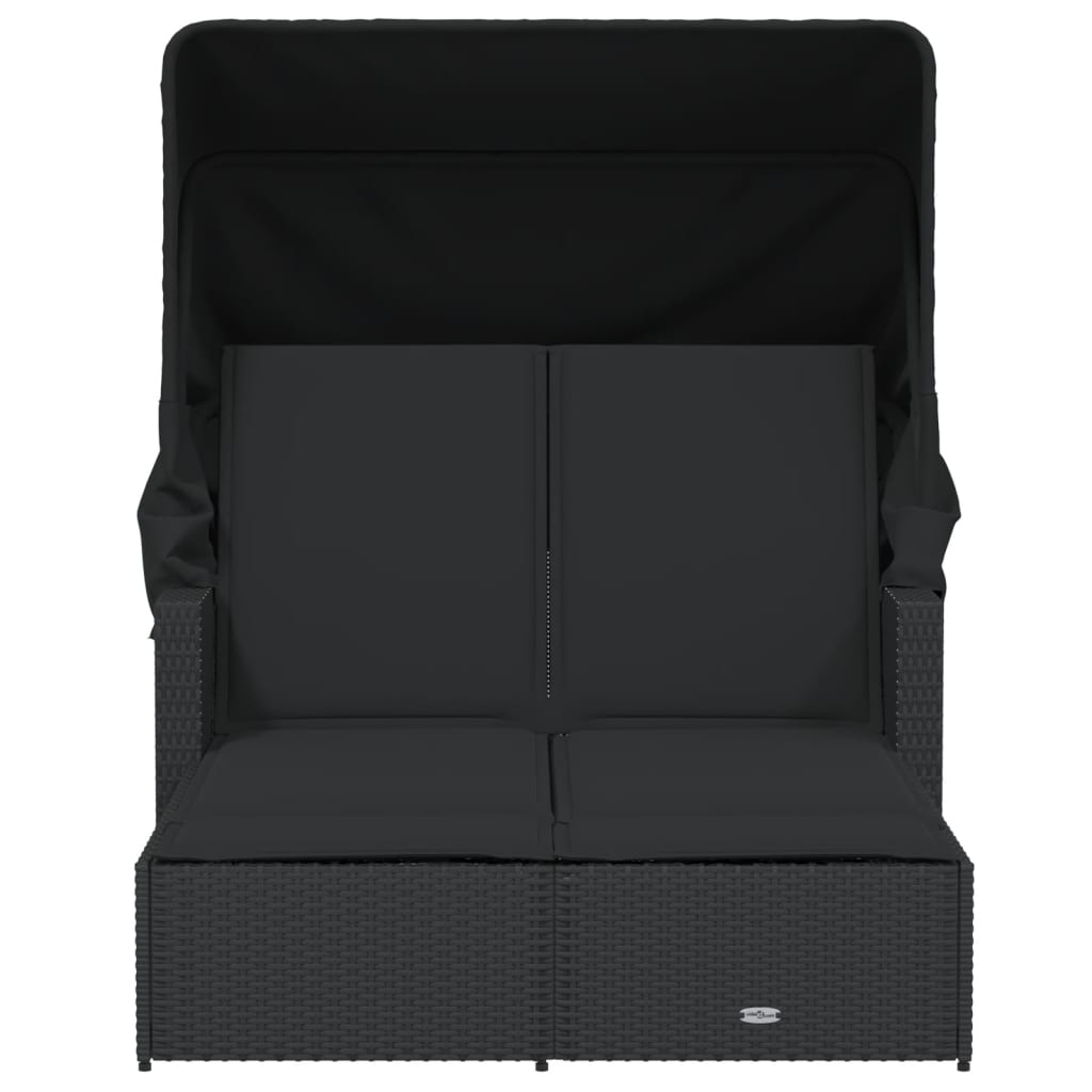 8721012309791_g_en_hd_2 vidaXL Double Sun Lounger with Canopy and Cushions Black Poly Rattan - Image 4