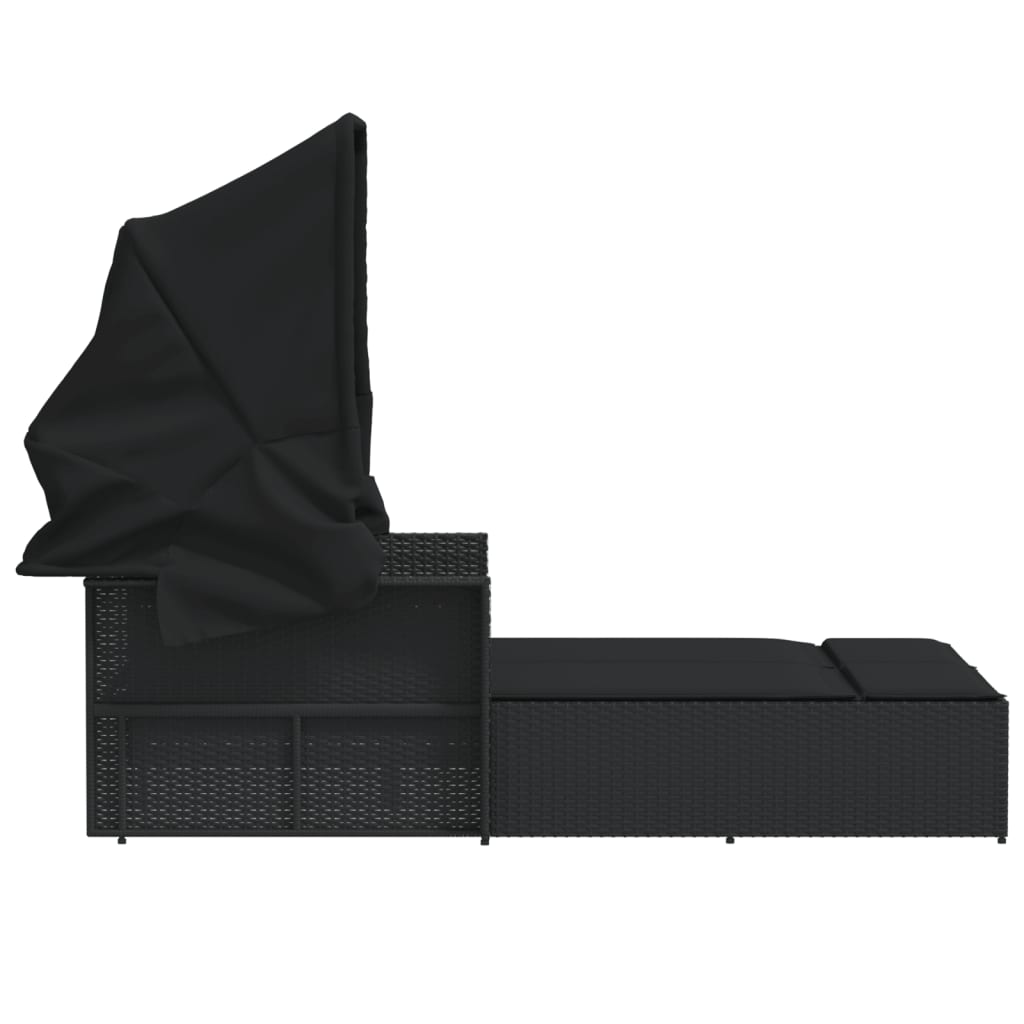 8721012309791_g_en_hd_3 vidaXL Double Sun Lounger with Canopy and Cushions Black Poly Rattan - Image 5