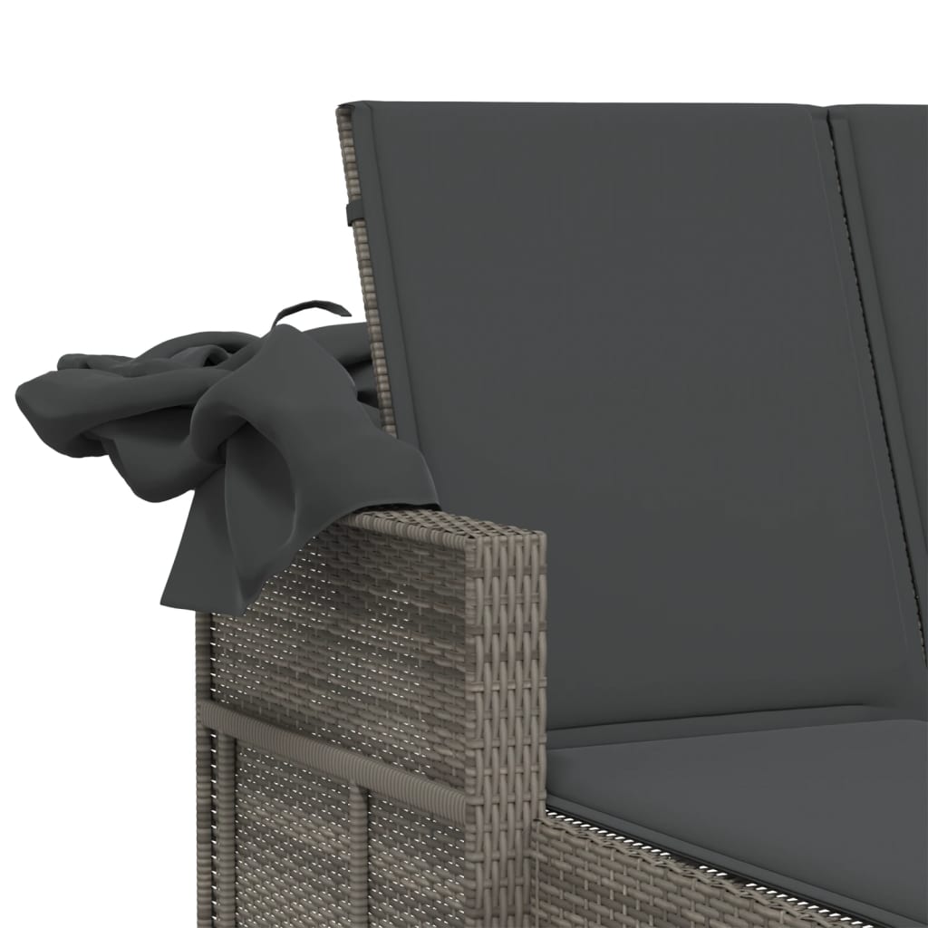 8721012309814_g_en_hd_8 vidaXL Double Sun Lounger with Canopy and Cushions Grey Poly Rattan - Image 10