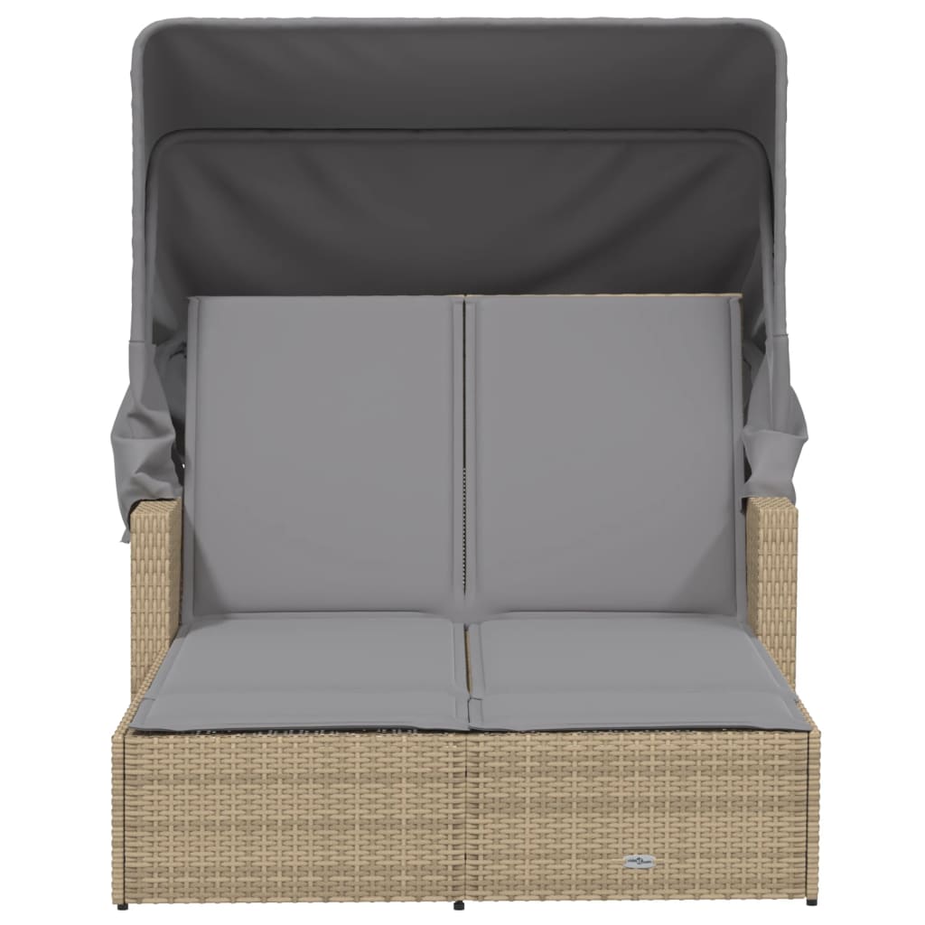 8721012309838_g_en_hd_2 vidaXL Double Sun Lounger with Canopy and Cushions Mix Beige Poly Rattan - Image 4