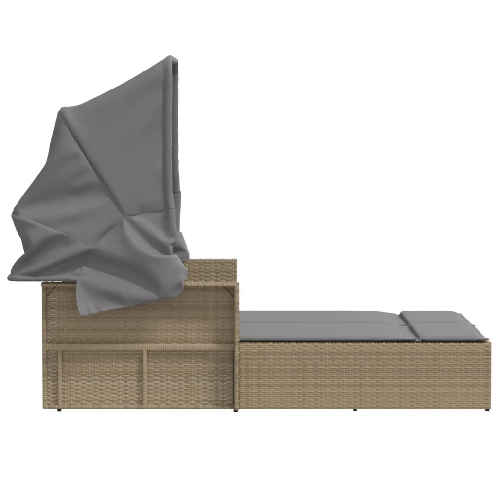 8721012309838_g_en_hd_3 vidaXL Double Sun Lounger with Canopy and Cushions Mix Beige Poly Rattan - Image 5