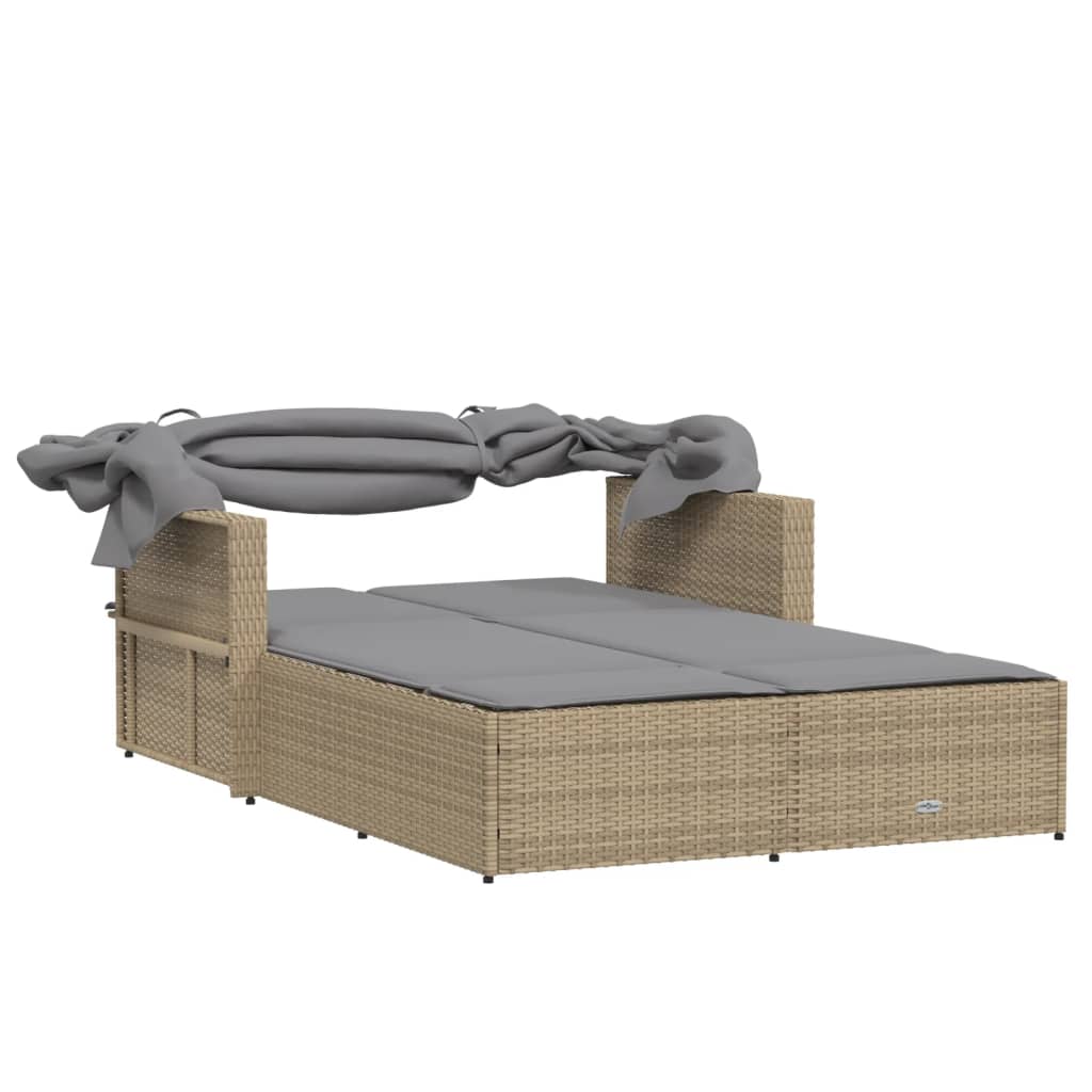 8721012309838_g_en_hd_5 vidaXL Double Sun Lounger with Canopy and Cushions Mix Beige Poly Rattan - Image 7
