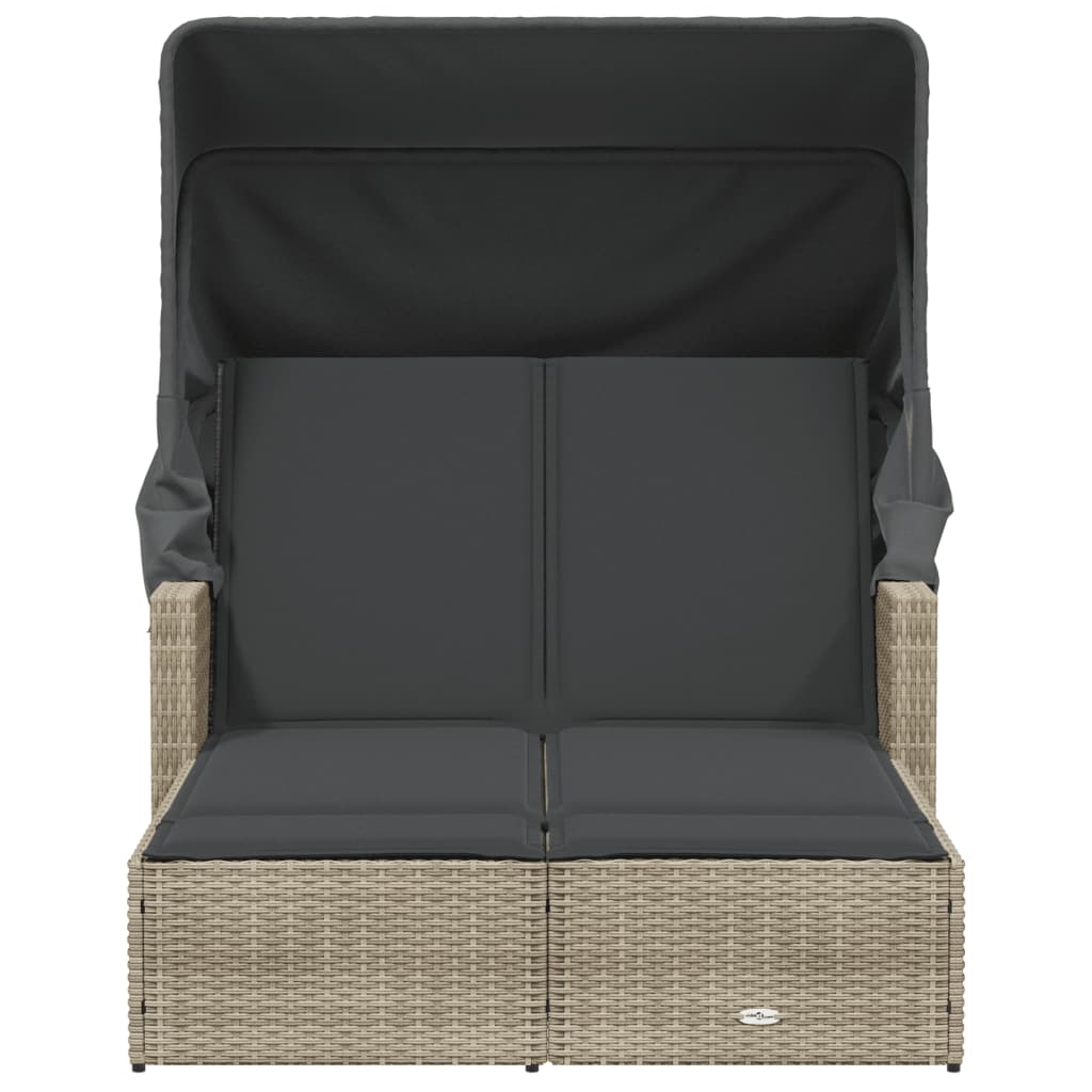 8721012309845_g_en_hd_2 vidaXL Double Sun Lounger with Canopy and Cushions Light Grey Poly Rattan - Image 4