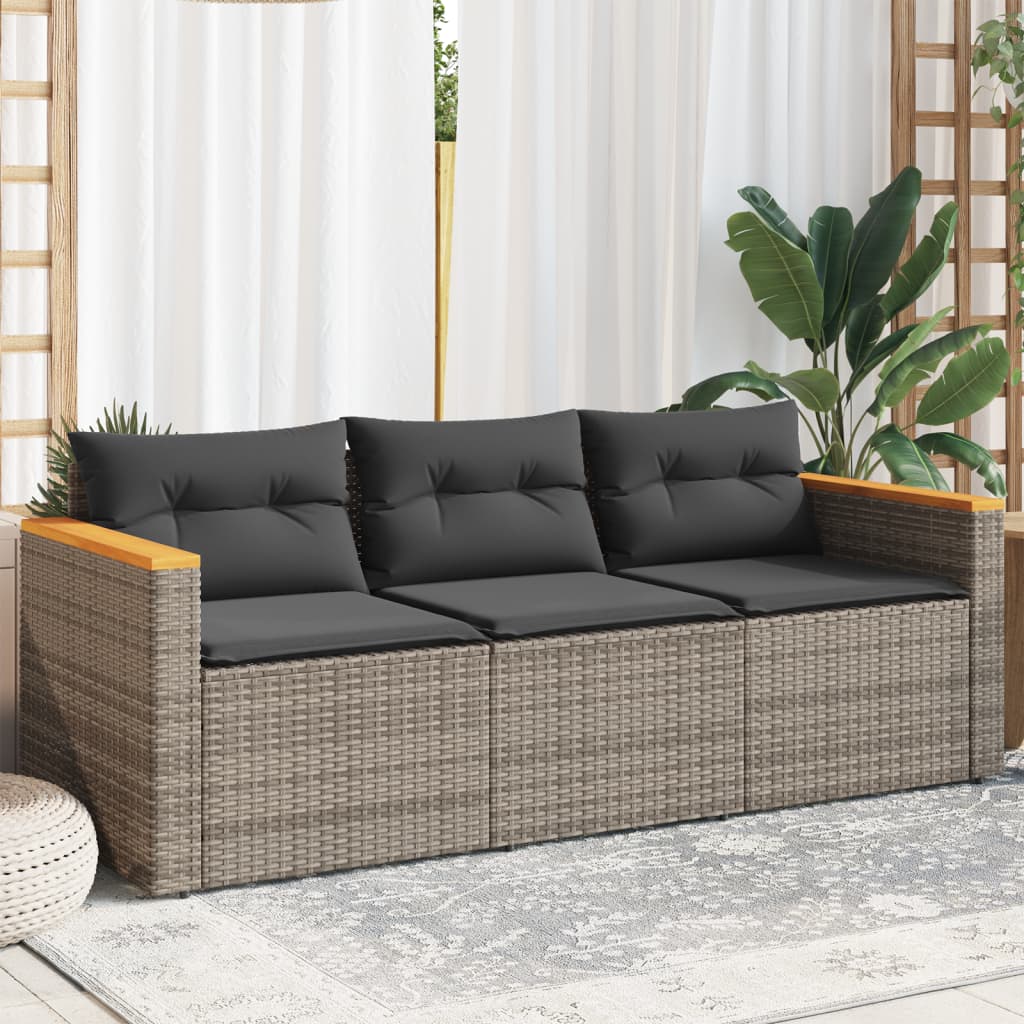 8721012310025_m_en_hd_1 vidaXL Garden Sofa with Cushions 3-Seater Grey Poly Rattan - Image 1