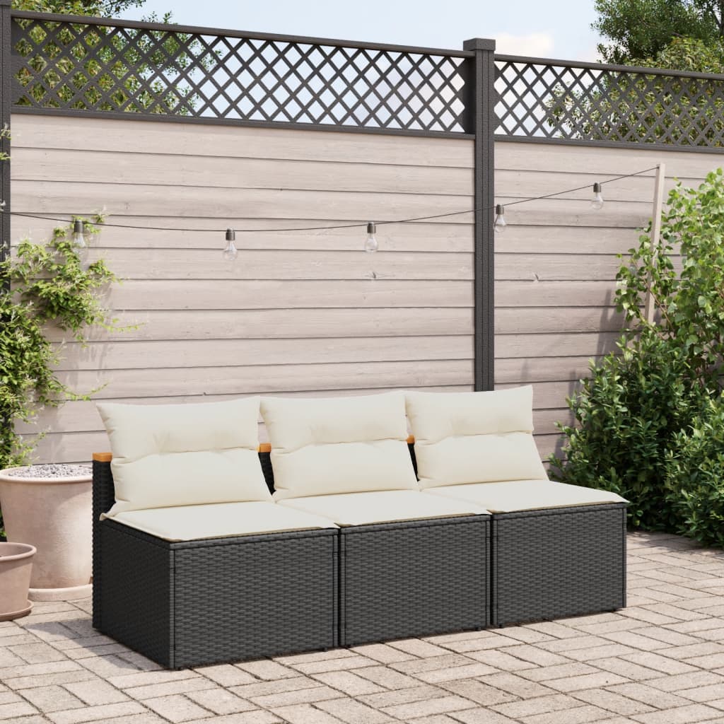 8721012310049_m_en_hd_1 vidaXL Garden Sofas Armless with Cushions 2 pcs Black Poly Rattan - Image 1
