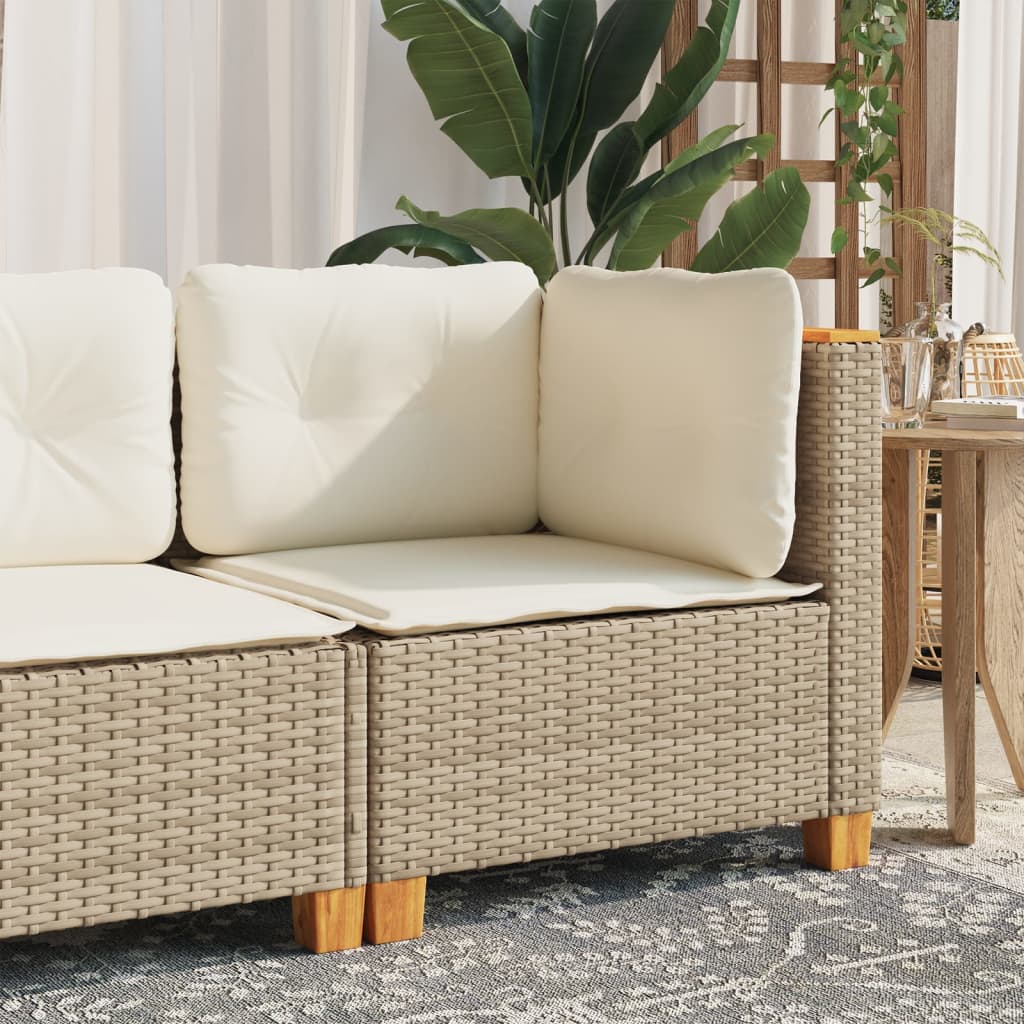 vidaXL Garden Sofa Corner with Cushions Beige Poly Rattan