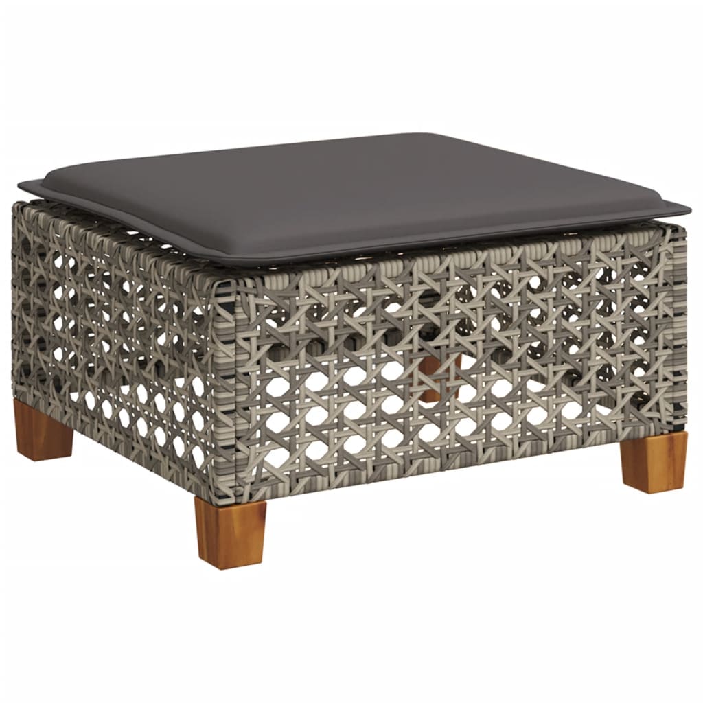 8721012311756_a_en_hd_1 vidaXL Garden Stool with Cushion Grey 63.5x56x32 cm Poly Rattan - Image 2