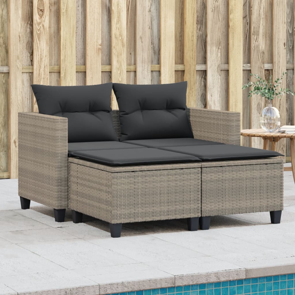 8721012312371_m_en_hd_1 vidaXL Garden Sofa 2-Seater with Stools Light Grey Poly Rattan - Image 1