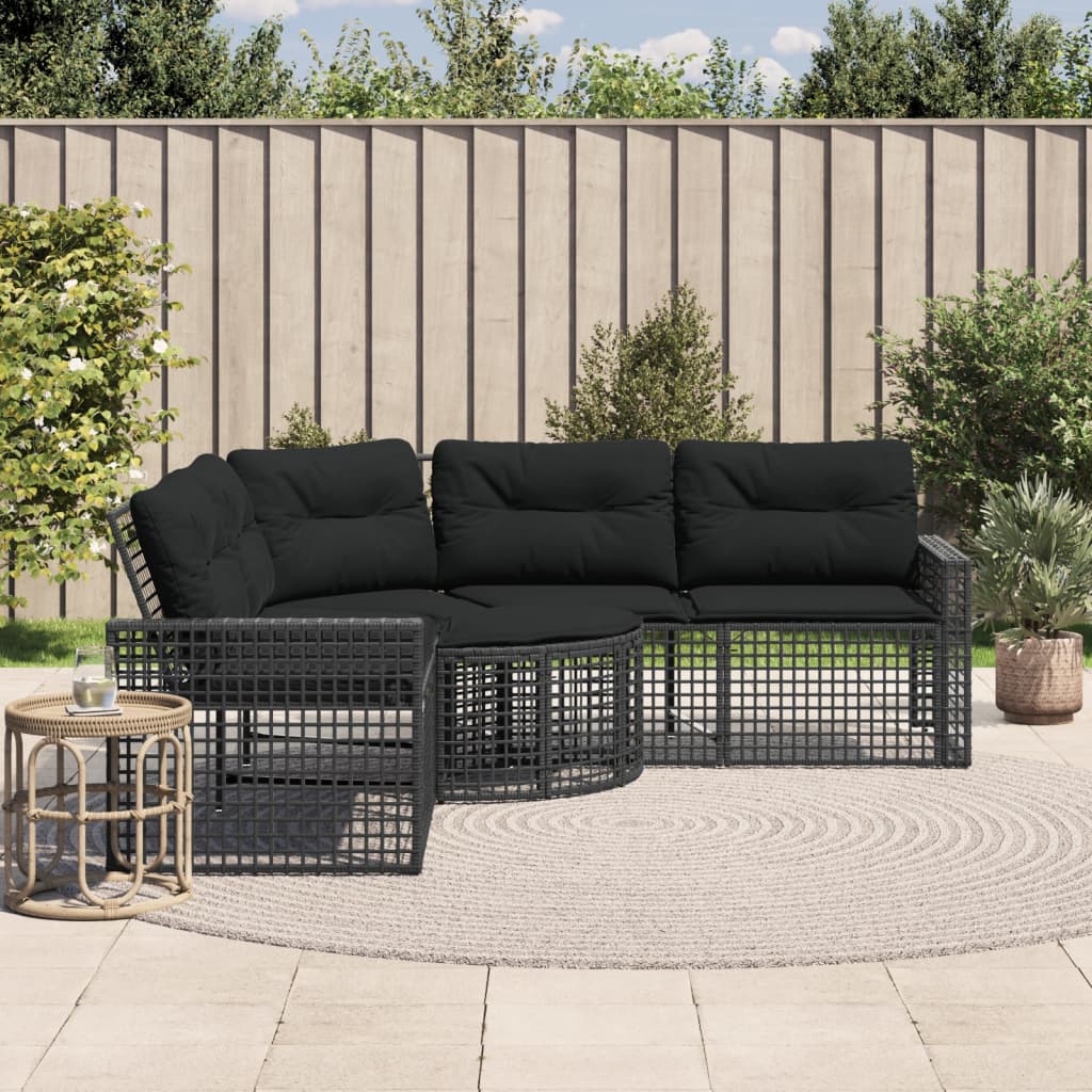 8721012313682_m_en_hd_1 vidaXL Garden Sofa with Cushions and Footstool L-Shaped Black Poly Rattan - Image 1