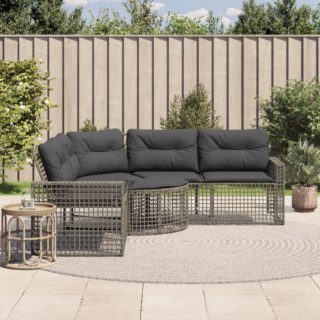 8721012313705_m_en_hd_1 vidaXL Garden Sofa with Cushions and Footstool L-Shaped Grey Poly Rattan - Image 1