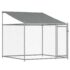 vidaXL Dog Cage with Roof and Door Grey 2x2x2 m Galvanised Steel - Image 2