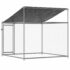 vidaXL Dog Cage with Roof and Door Grey 2x2x2 m Galvanised Steel - Image 6