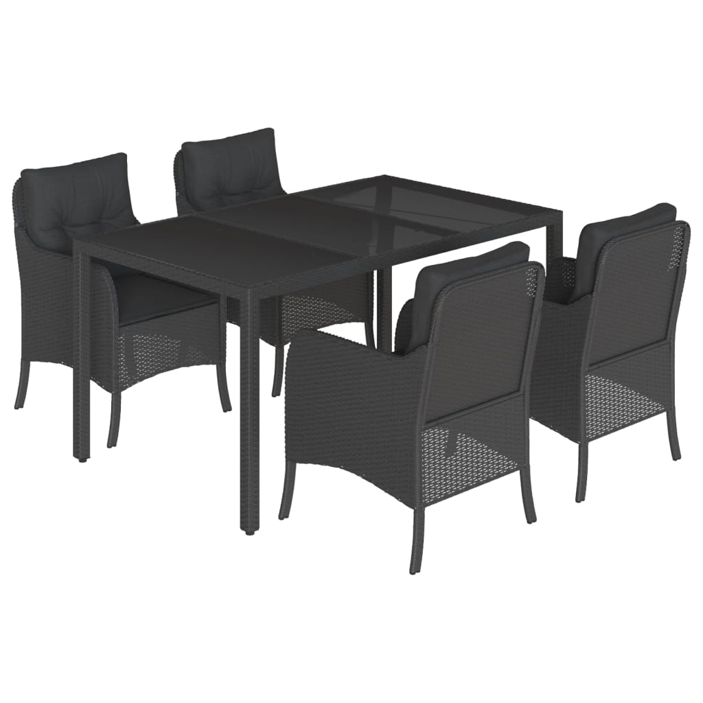 8721012315839_a_en_hd_1 vidaXL 5 Piece Garden Dining Set with Cushions Black Poly Rattan - Image 2