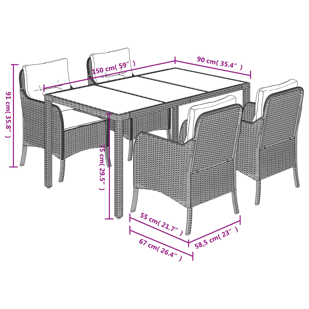 8721012315839_g_en_hd_5 vidaXL 5 Piece Garden Dining Set with Cushions Black Poly Rattan - Image 7