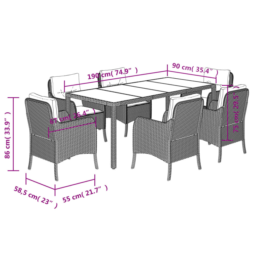 8721012315853_g_en_hd_5 vidaXL 7 Piece Garden Dining Set with Cushions Black Poly Rattan - Image 7
