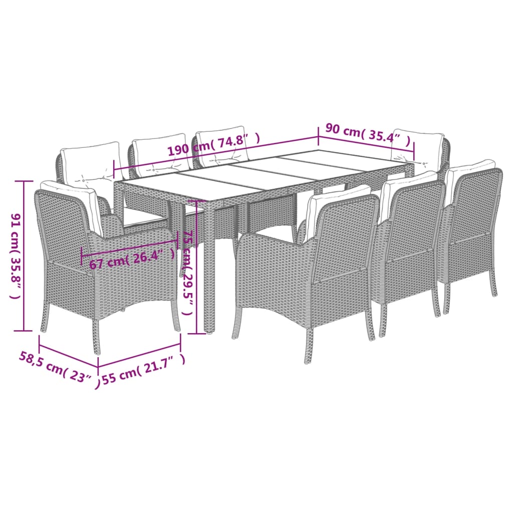 8721012315860_g_en_hd_5 vidaXL 9 Piece Garden Dining Set with Cushions Black Poly Rattan - Image 7