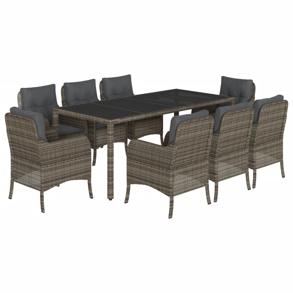 8721012315921_a_en_hd_1 vidaXL 9 Piece Garden Dining Set with Cushions Grey Poly Rattan - Image 2