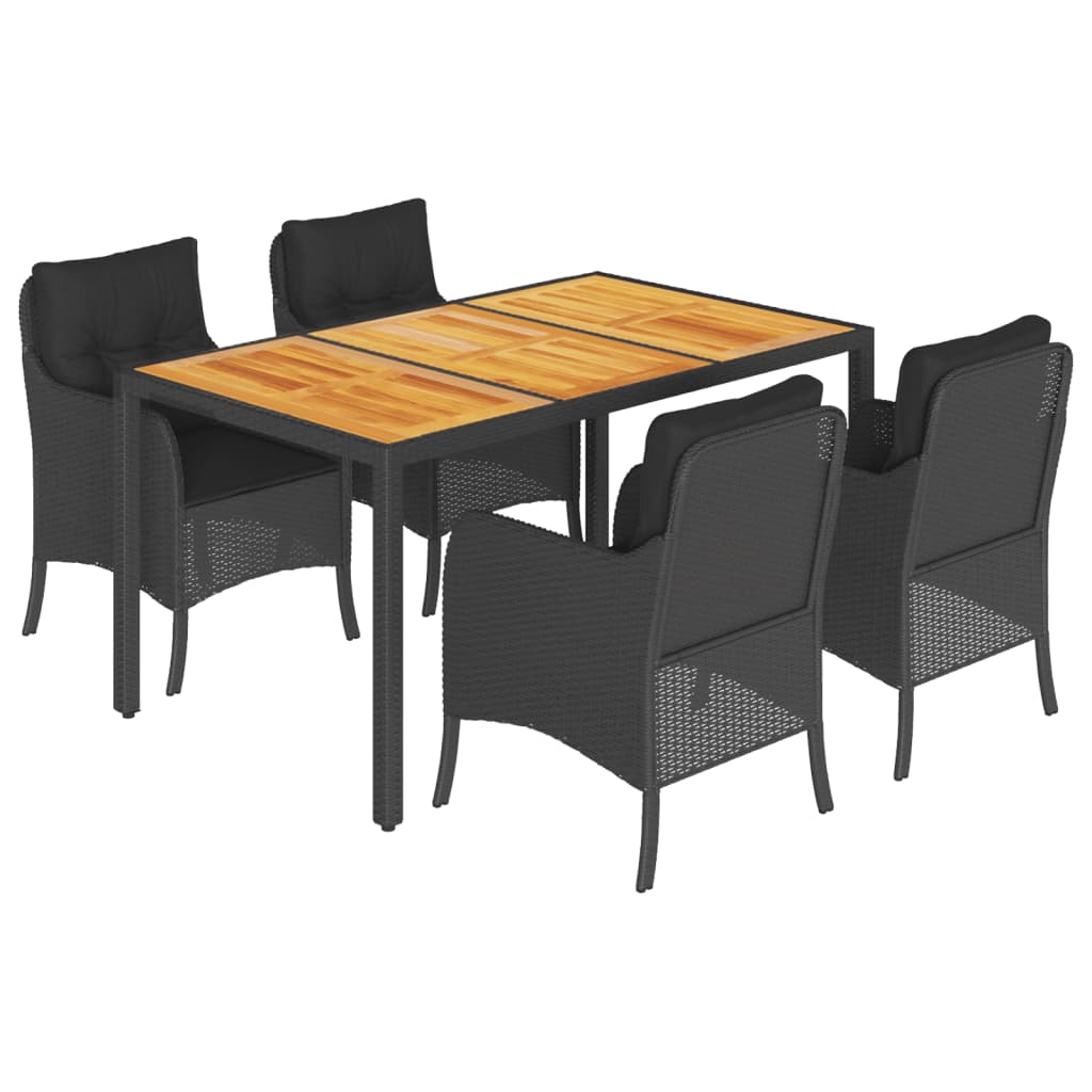 8721012316010_a_en_hd_1 vidaXL 5 Piece Garden Dining Set with Cushions Black Poly Rattan - Image 2