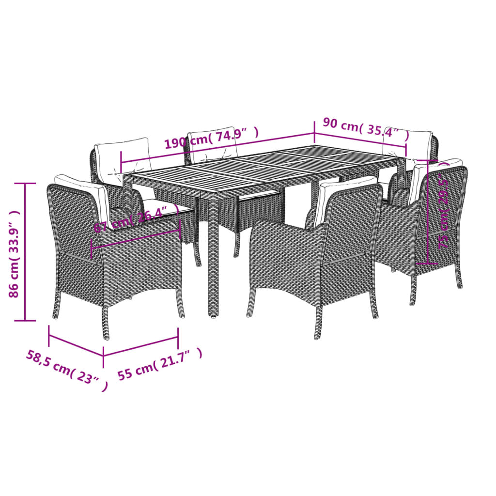 8721012316034_g_en_hd_5 vidaXL 7 Piece Garden Dining Set with Cushions Black Poly Rattan - Image 7
