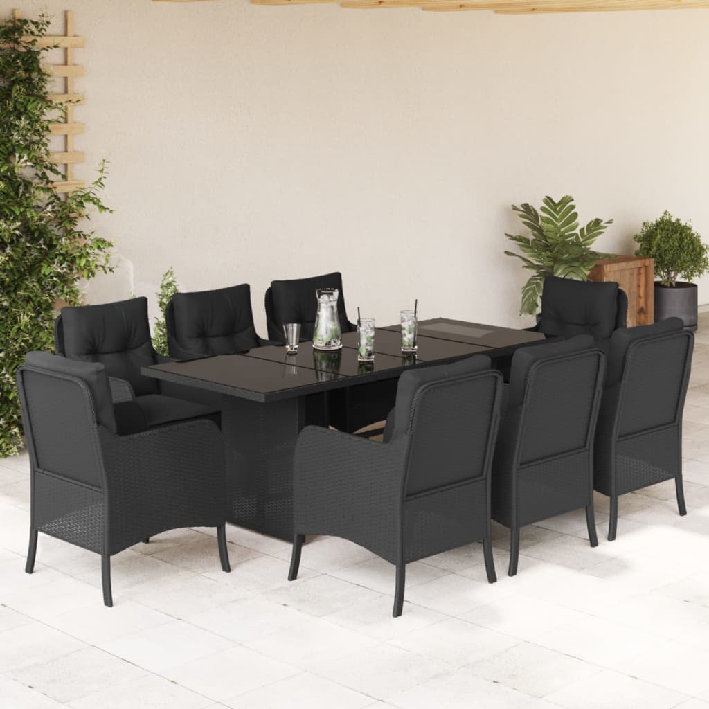 8721012316140_m_en_hd_1 vidaXL 9 Piece Garden Dining Set with Cushions Black Poly Rattan - Image 1