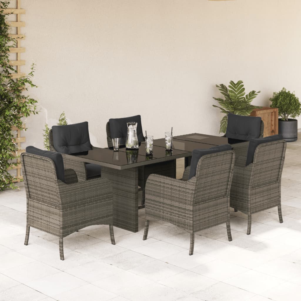 8721012316171_m_en_hd_1 vidaXL 7 Piece Garden Dining Set with Cushions Grey Poly Rattan - Image 1