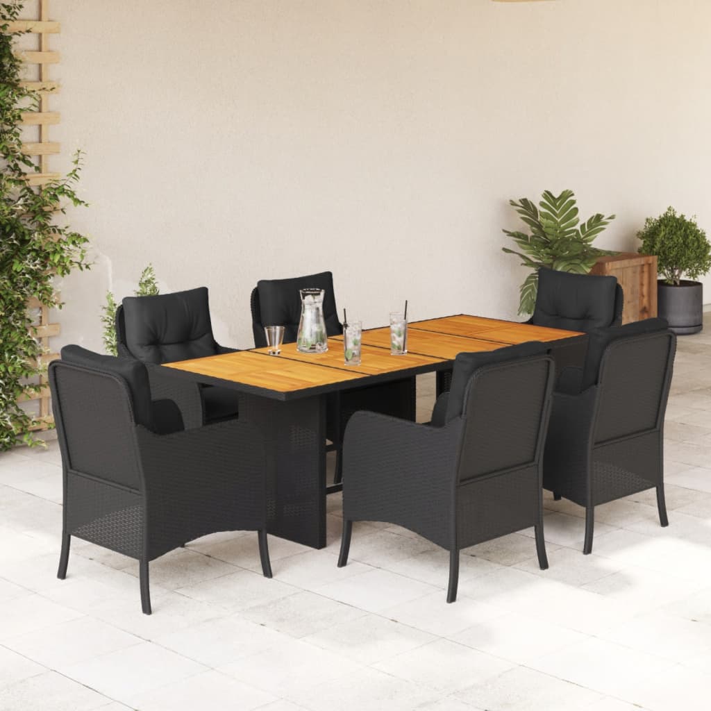 8721012316294_m_en_hd_1 vidaXL 7 Piece Garden Dining Set with Cushions Black Poly Rattan - Image 1