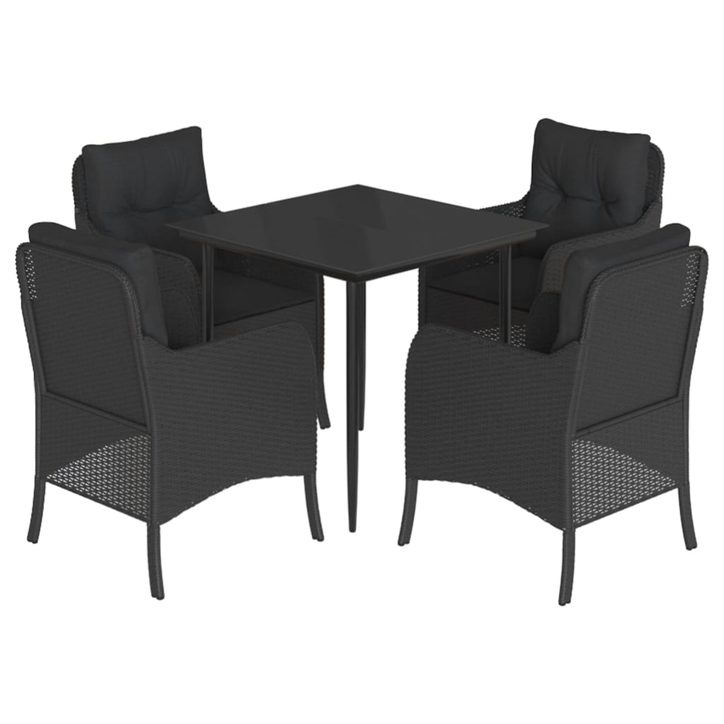 8721012316546_a_en_hd_1 vidaXL 5 Piece Garden Dining Set with Cushions Black Poly Rattan - Image 2