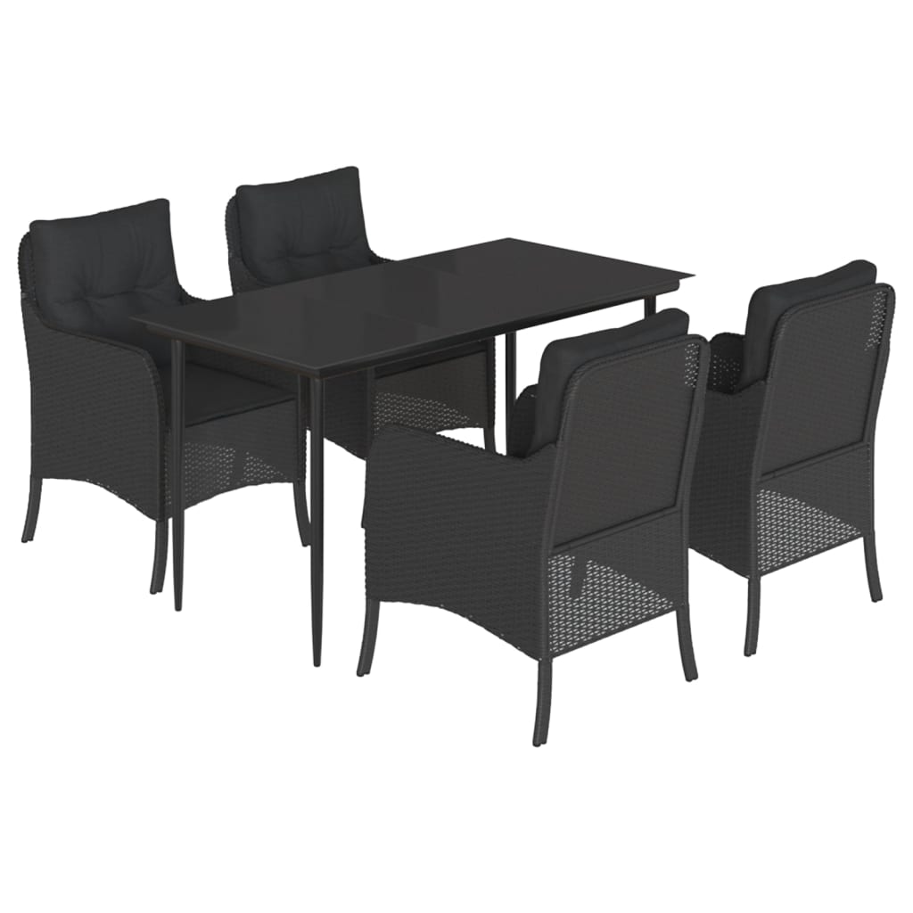 8721012316553_a_en_hd_1 vidaXL 5 Piece Garden Dining Set with Cushions Black Poly Rattan - Image 2