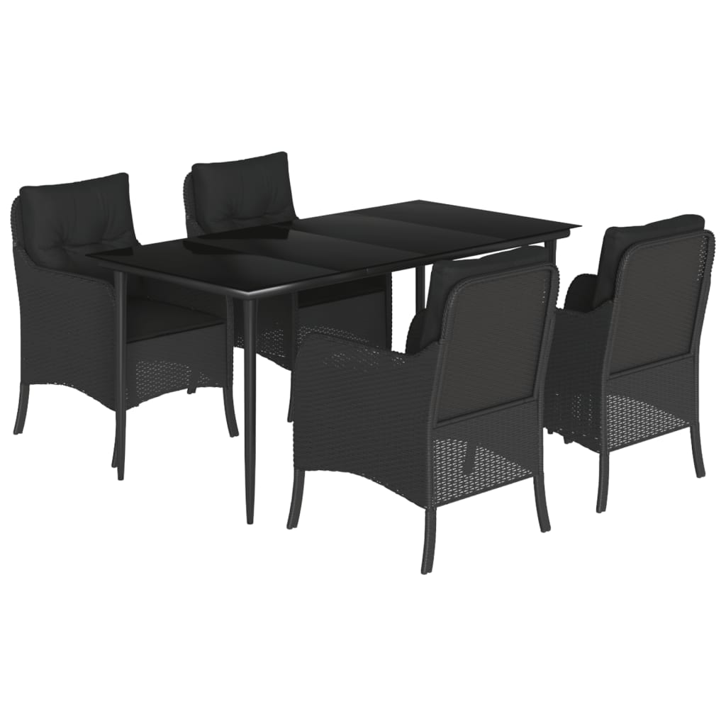 8721012316560_a_en_hd_1 vidaXL 5 Piece Garden Dining Set with Cushions Black Poly Rattan - Image 2