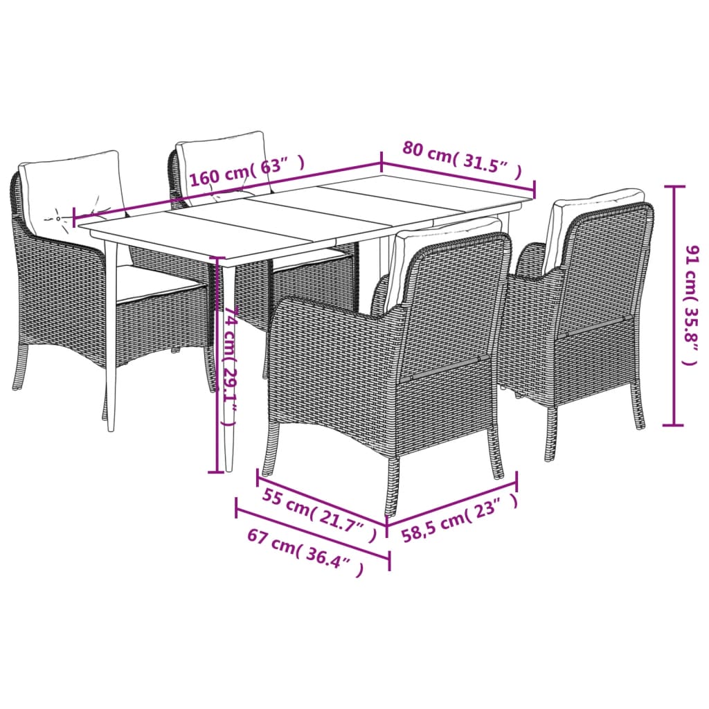 8721012316560_g_en_hd_5 vidaXL 5 Piece Garden Dining Set with Cushions Black Poly Rattan - Image 7