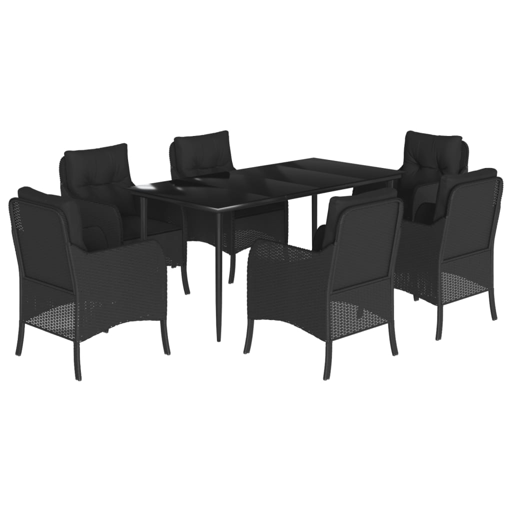 8721012316577_a_en_hd_1 vidaXL 7 Piece Garden Dining Set with Cushions Black Poly Rattan - Image 2