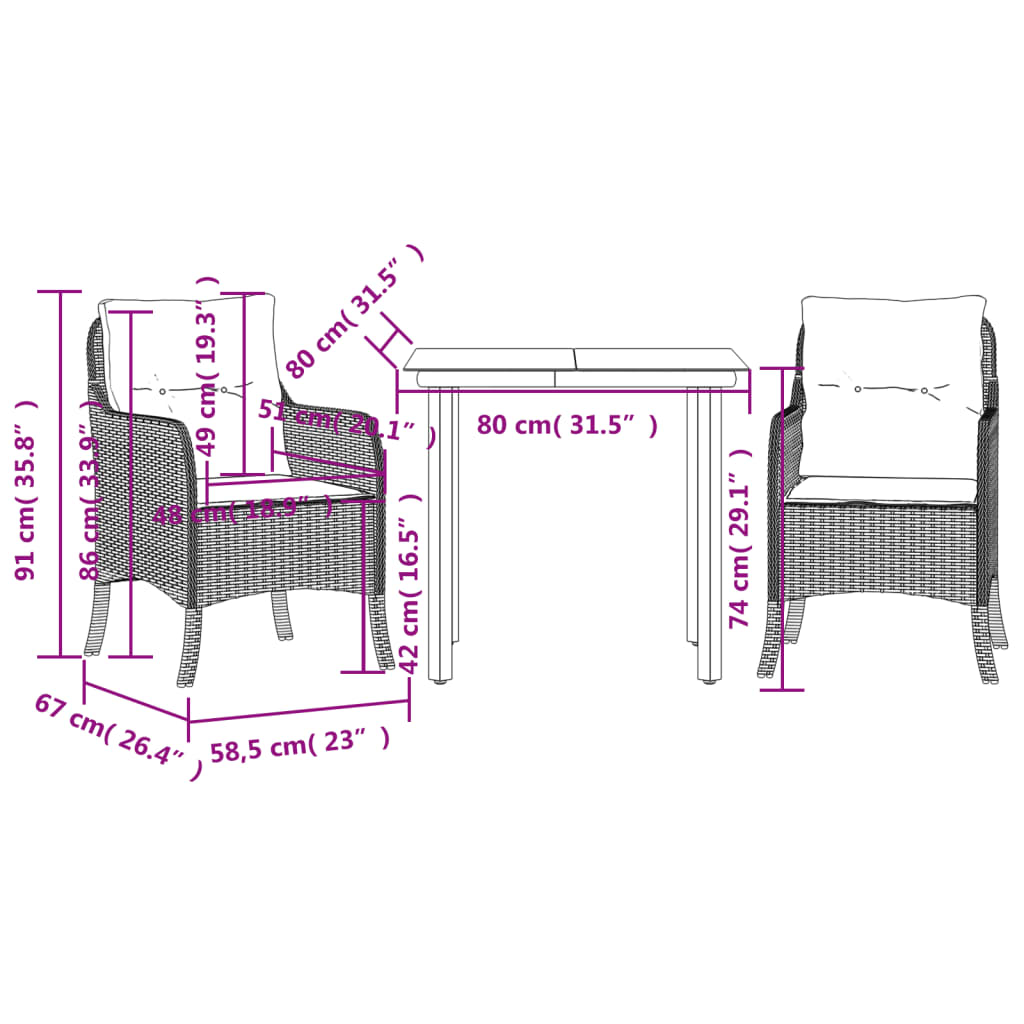 8721012316607_g_en_hd_5 vidaXL 3 Piece Garden Dining Set with Cushions Black Poly Rattan - Image 7
