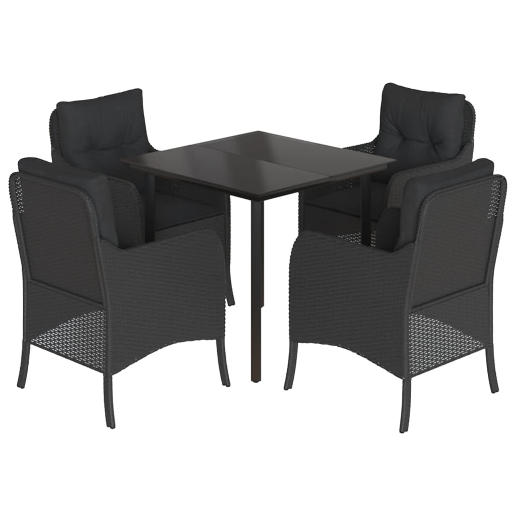 8721012316614_a_en_hd_1 vidaXL 5 Piece Garden Dining Set with Cushions Black Poly Rattan - Image 2