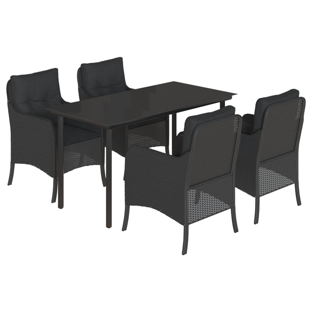 8721012316621_a_en_hd_1 vidaXL 5 Piece Garden Dining Set with Cushions Black Poly Rattan - Image 2